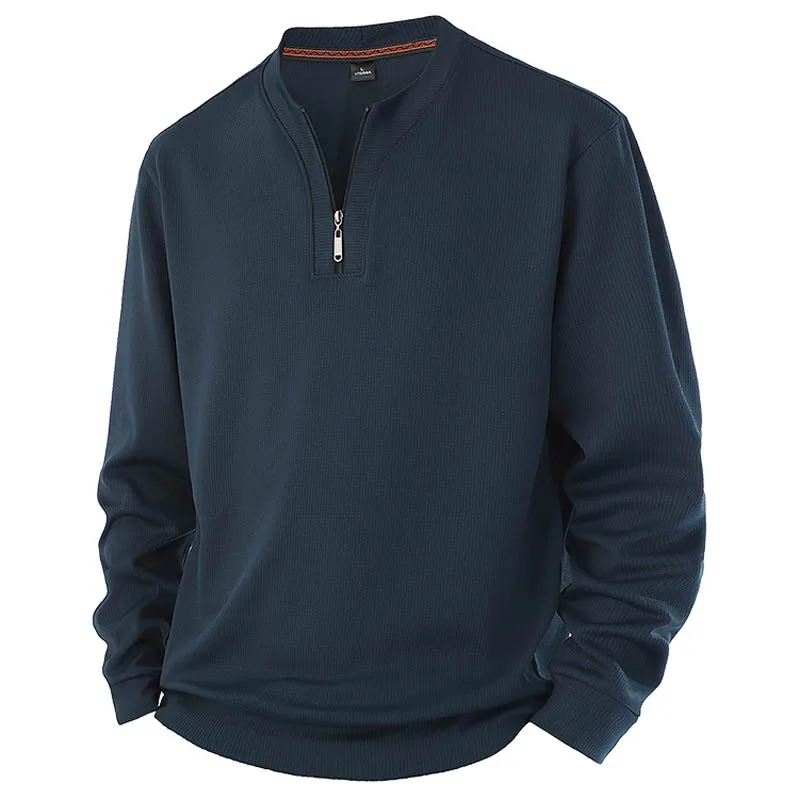 حجم كبير 7XL 8XL الرجال طويلة الأكمام تي شيرت نصف البريدي البلوز نمط جديد لربيع الخريف عادية الخامس الرقبة هوديس ملابس للرجال