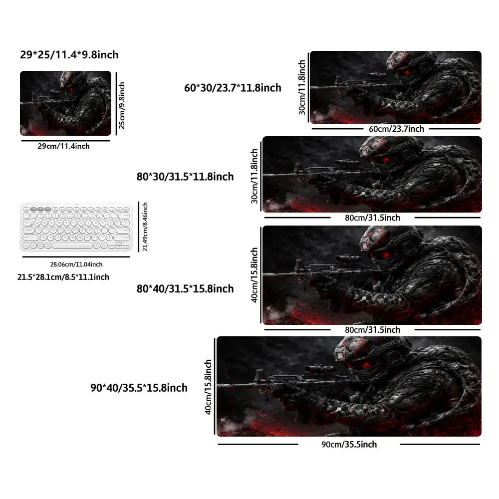Dark Style Combat Trooper Table Mat Mousepad Large Size For Office Desktop Bedroom Learning Laptop Keyboard Accessories