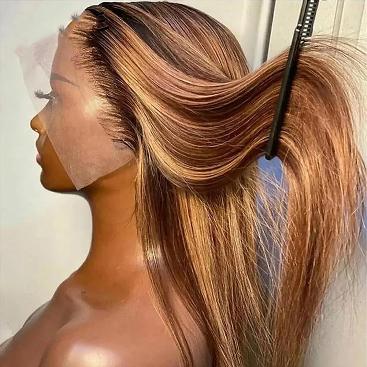 34 بوصة تسليط الضوء على شعر مستعار شعر الإنسان 13x4 HD شعر مستعار دانتيل 4/27 شقراء أومبير الملونة العظام مستقيم الدانتيل الجبهة الباروكات 100% جودة الشعر البشري #1