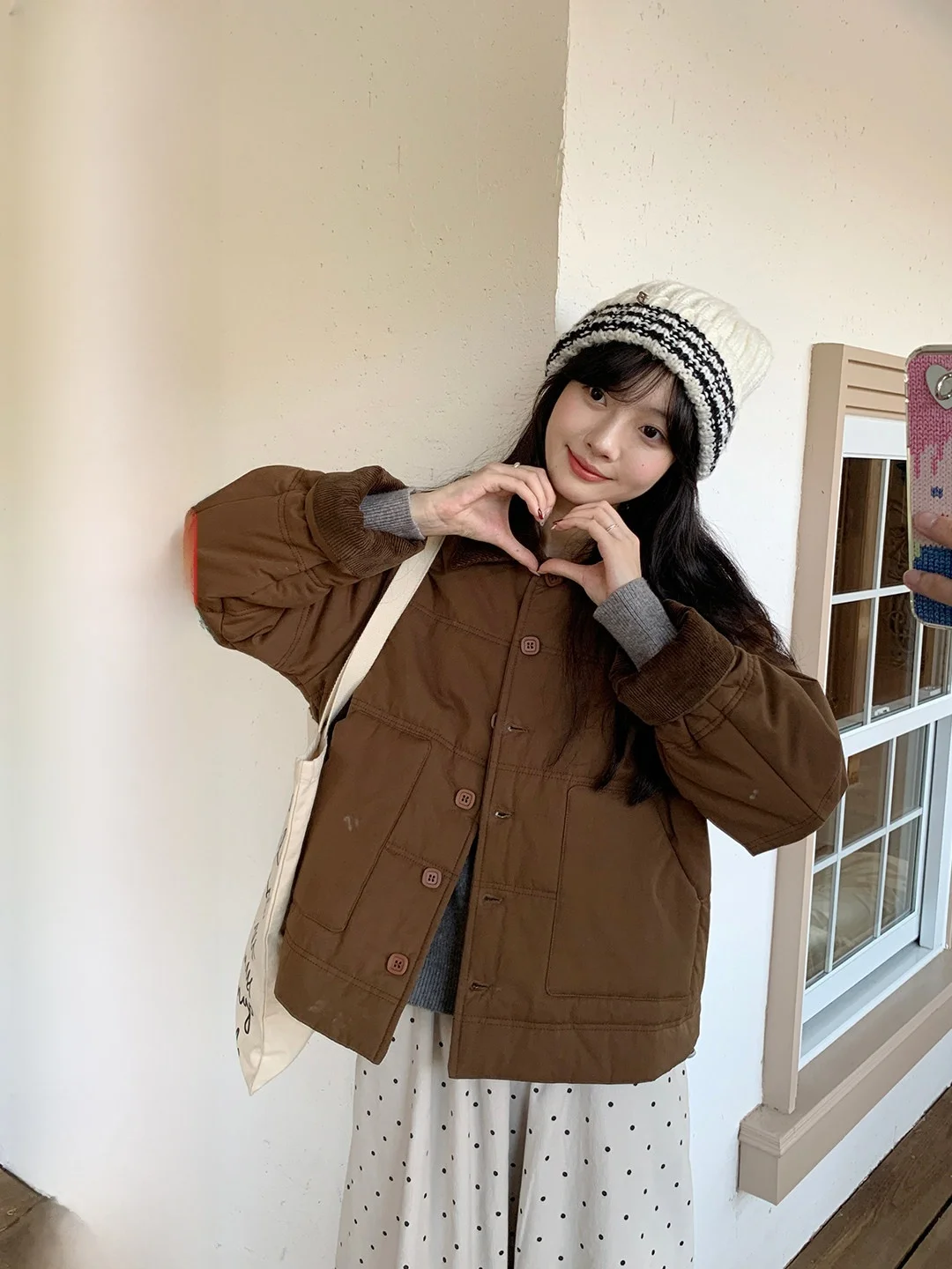 

Retro Corduroy Collar Casual Cotton Jacket Winter New Korean Style Gentle Personality Versatile Top Land Xiao Tuan Team Cotto...