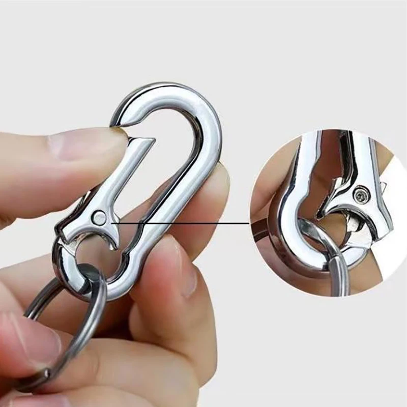 New Men Stainless Steel Horseshoe Buckle Climbing Keychain Anti-lost Buckle Hanging Fashion Key Ring Car Decoration Gift