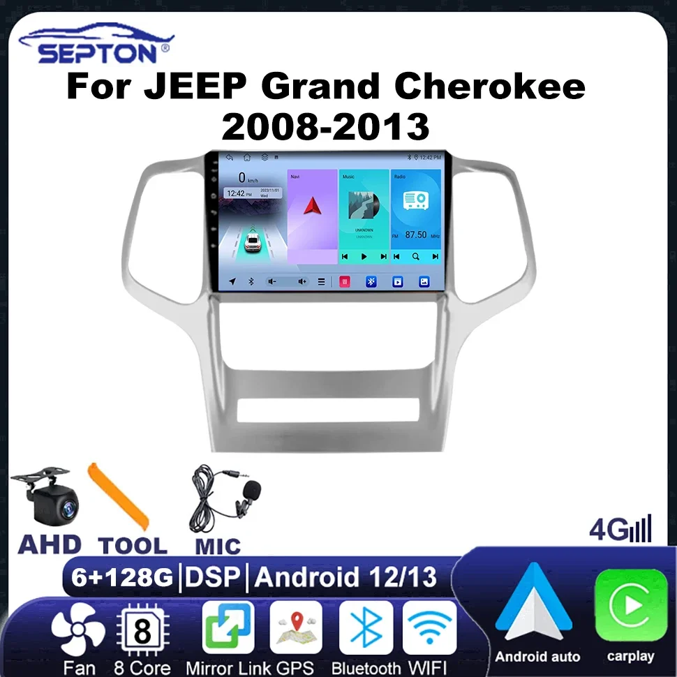 

SEPTON Car Radio Android Auto for JEEP Grand Cherokee 2008-2013 2 Din Head Unit Multimedia Video Player GPS WIFI BT Car Stereo