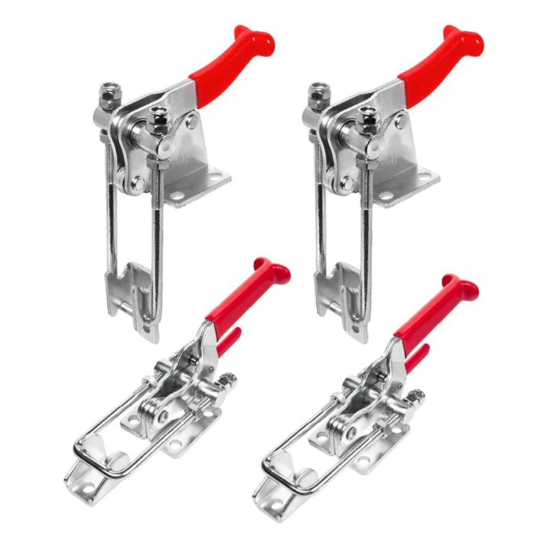 LICG-4Pack Toggle Clamps W/Adjustable U Bolt Latch, 90 Degree Vertical (40344) And Self-Lock (40341), 2 Of Each