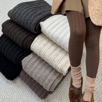 Knitting Thermal Tights Women Girls Soft Cotton Blend Vertical Stripe Slimming Pantyhose Leggings Warm Stockings for Dresses