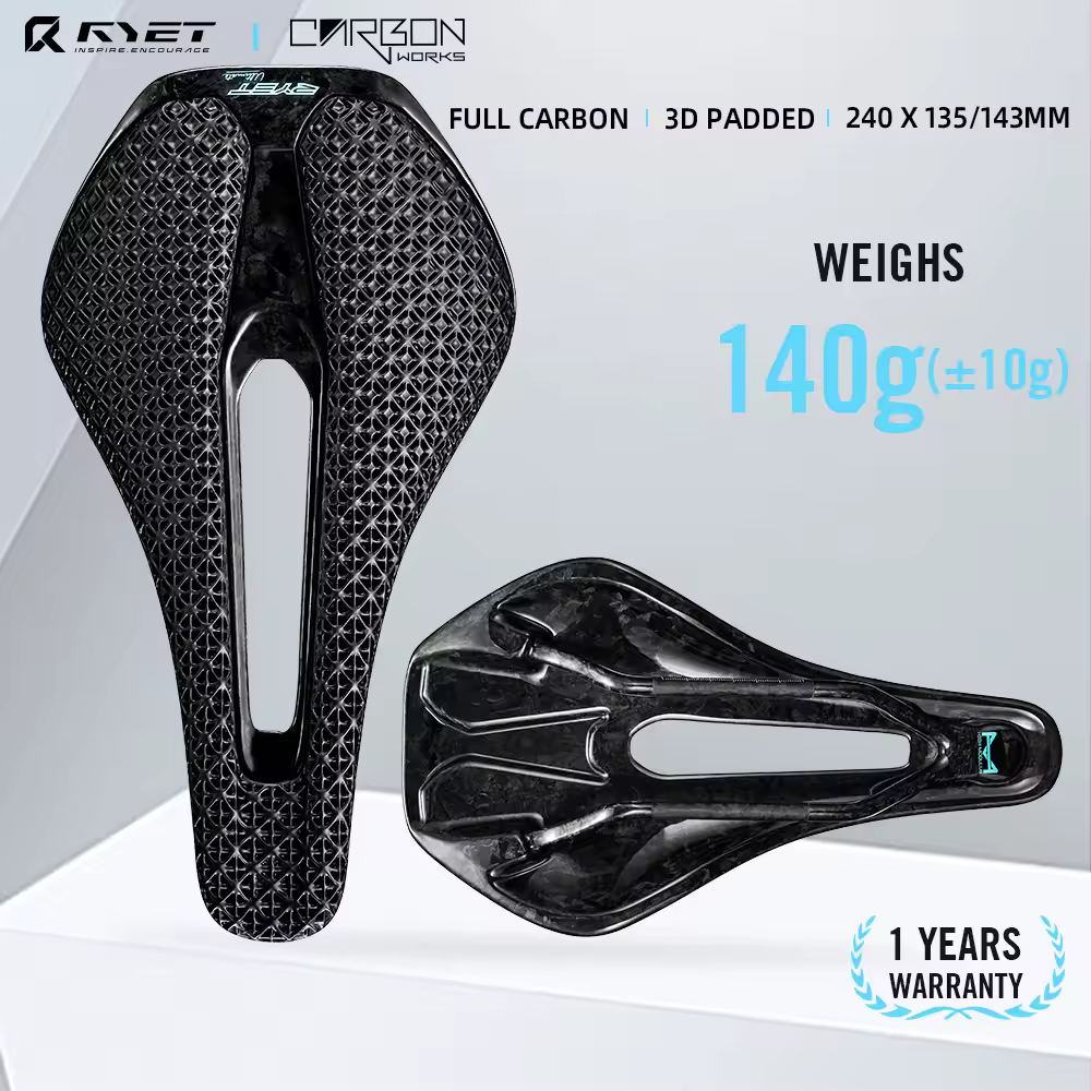 RYET 3D Printed Bicycle Saddle Full Carbon 135/143mm Bike Seat Saddle for MTB Gravel Road Seating Cushion Cycling Accessories