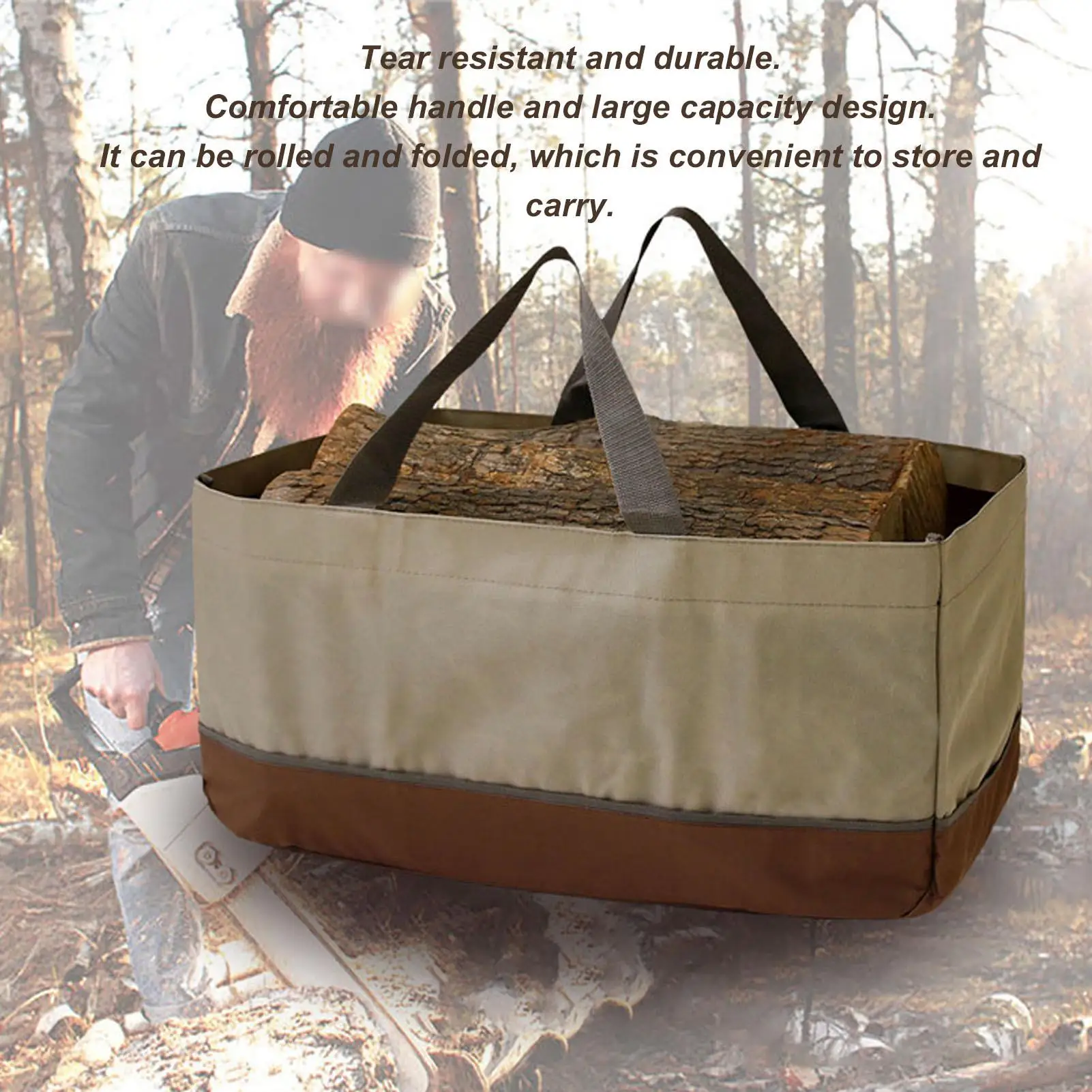 Large Capacity Firewood Carrier Bag - Durable Log Holder for indoor & Outdoor Use