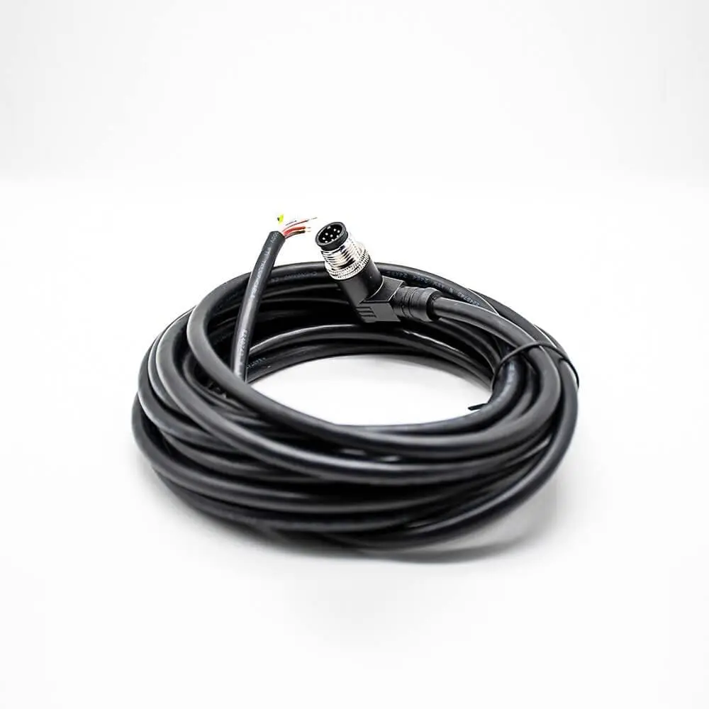 M12 Male Right Angle 8 Pin Electrical Connector Molded Cable 5M AWG24 A Code