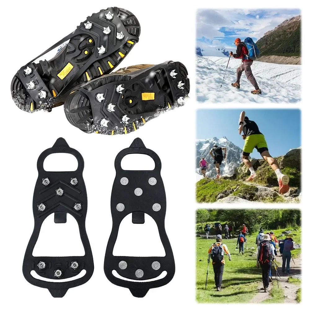 

Non Slip Gripper Spike - Silicone Stainless Steel Grippers Shoe Spikes - for Ice Snow, Winter Hiking Climbing Ice Fishing