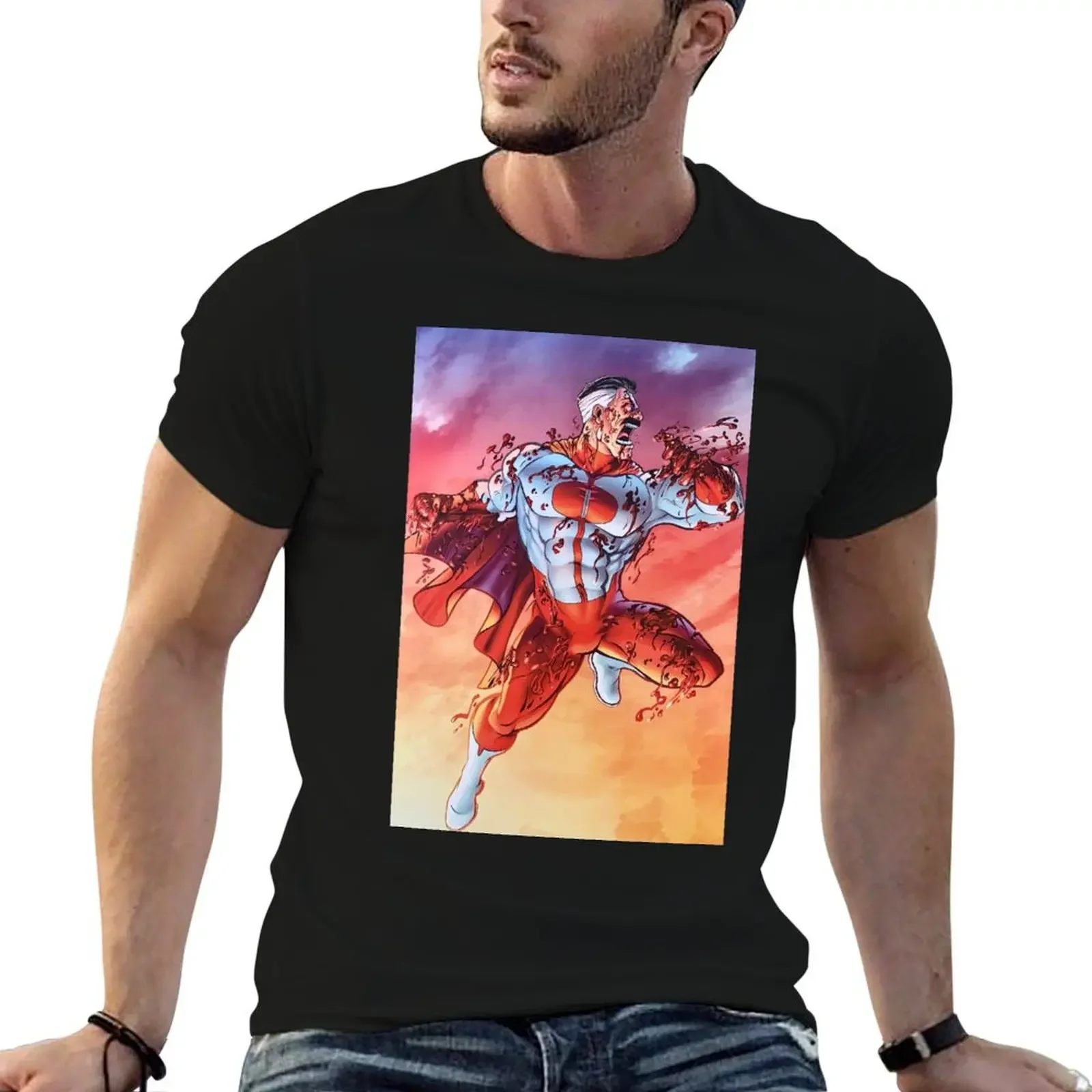 Omni Man Original Art T-Shirt heavyweights oversized big and tall t shirts for men