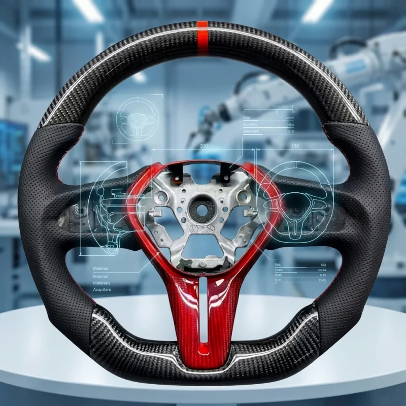 

Custom Forged Carbon Fiber Leather Racing Sports Steering Wheel with Paddle Shifters 35mm Grip 3 Spoke for LX570