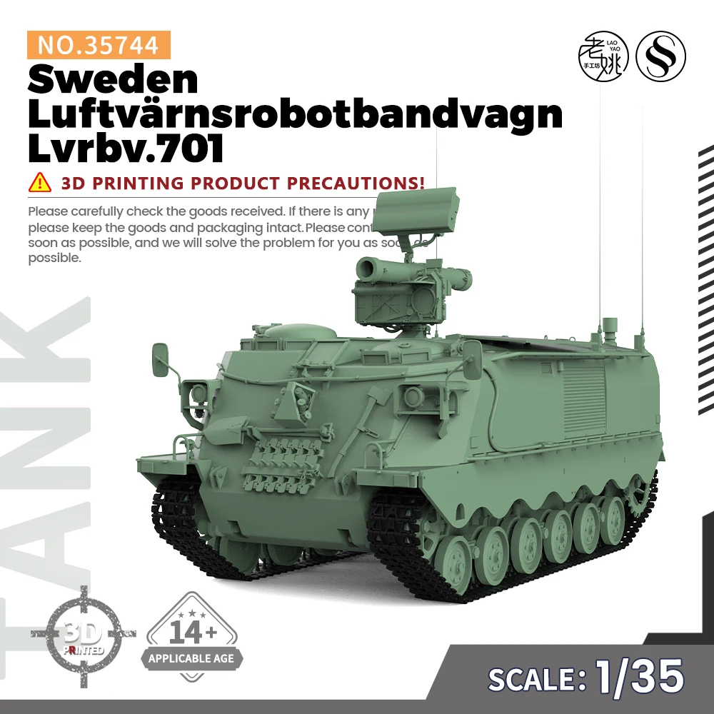 

SSMODEL SS35744 1/35 Military Model Kit Sweden Luftvärnsrobotbandvagn Lvrbv.701