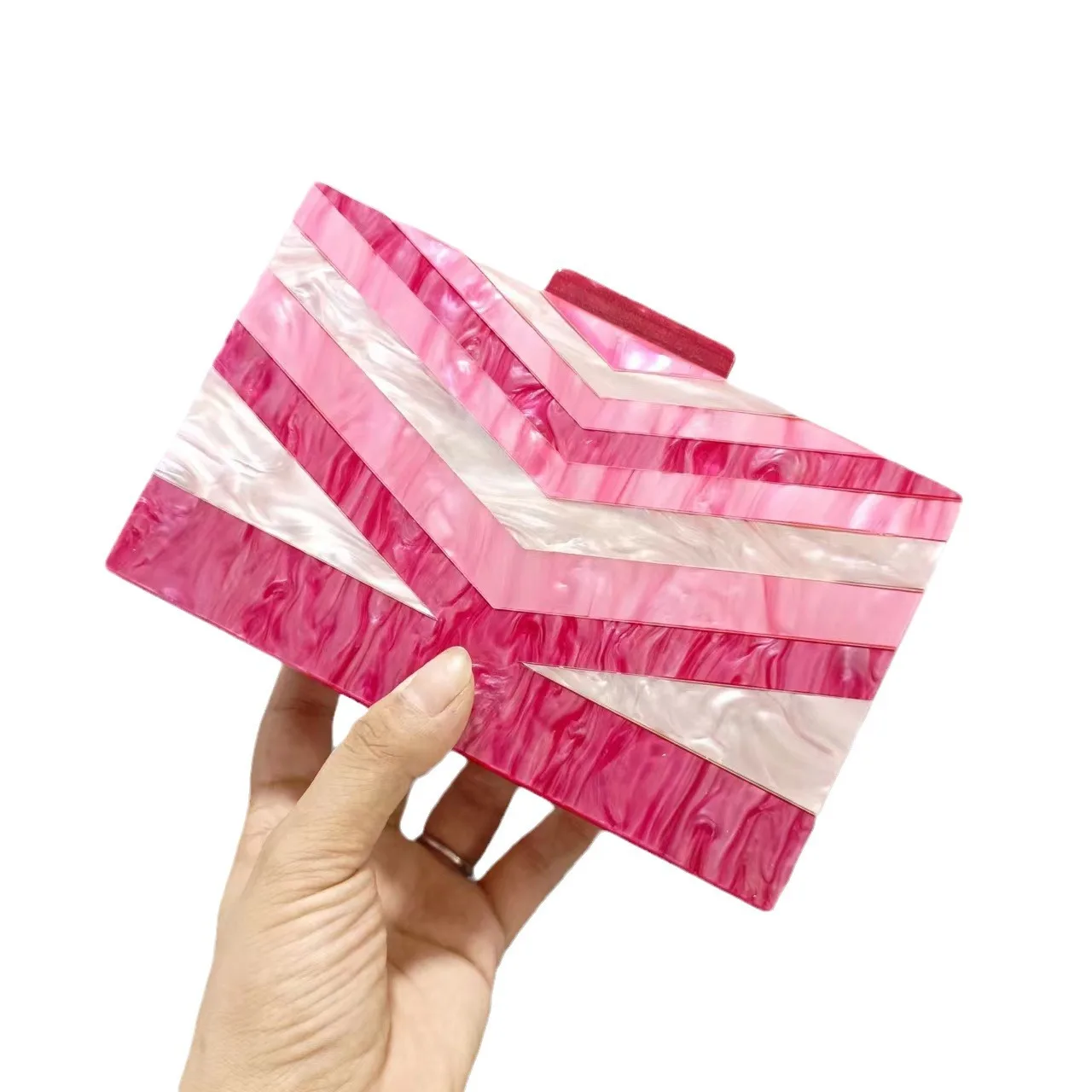 

Elegant Zebra Print Evening Clutch Purse Women Fashion Acrylic Shoulder Bag Retro Small Handbag