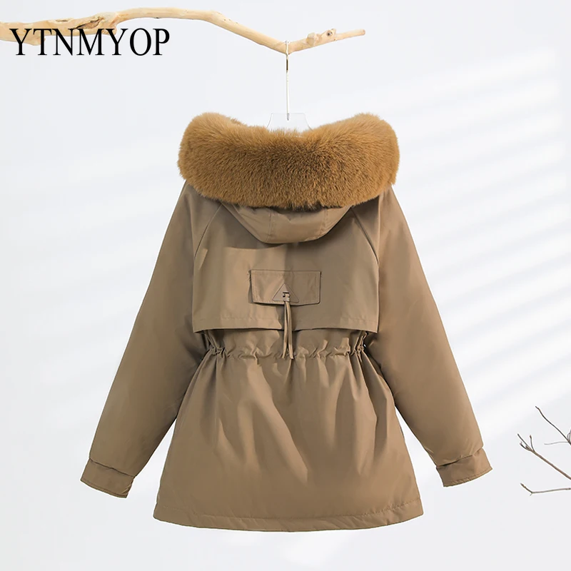 New Fashion Coat fodera in lana Parka con cappuccio donna Parka Winter Warm Snow Wear abbigliamento imbottito Outwear Abrigos Para Mujer