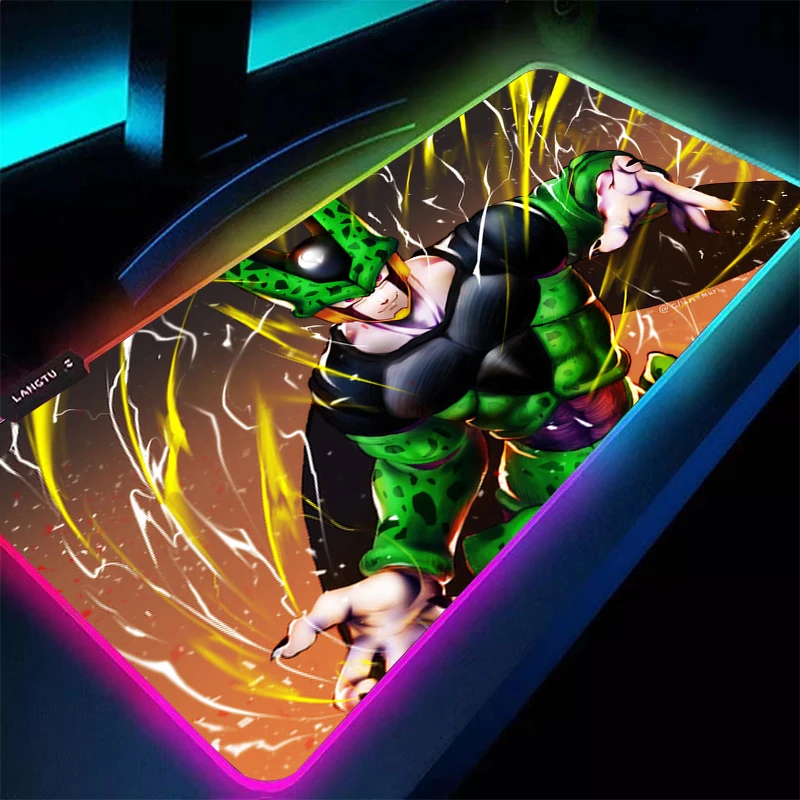 LED Mouse Pad DBZ Dragon Ball Cell Notbook XXL Gamer Keyboard Pad NonSlip Rubber Computer Carpet Desk Mat Cabinet RGB MousePad