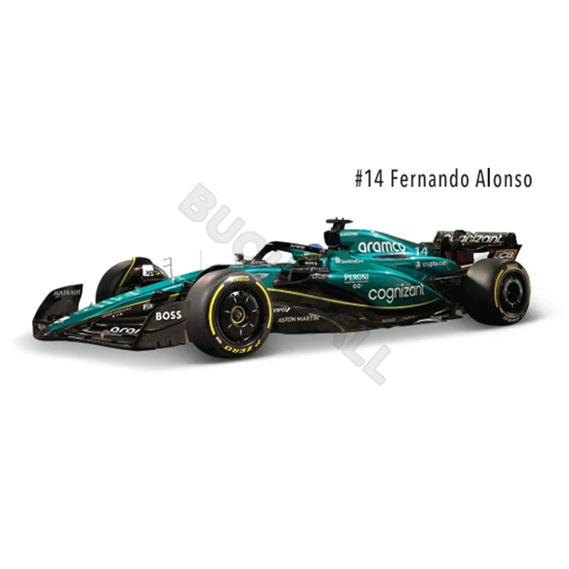 New Bburago 1:43 F1 Aston Martin Aramco F1 Team AMR23 2023 Car Model Dust Cover #18 Stroll #14 Alonso Alloy Car Die Cast Toy