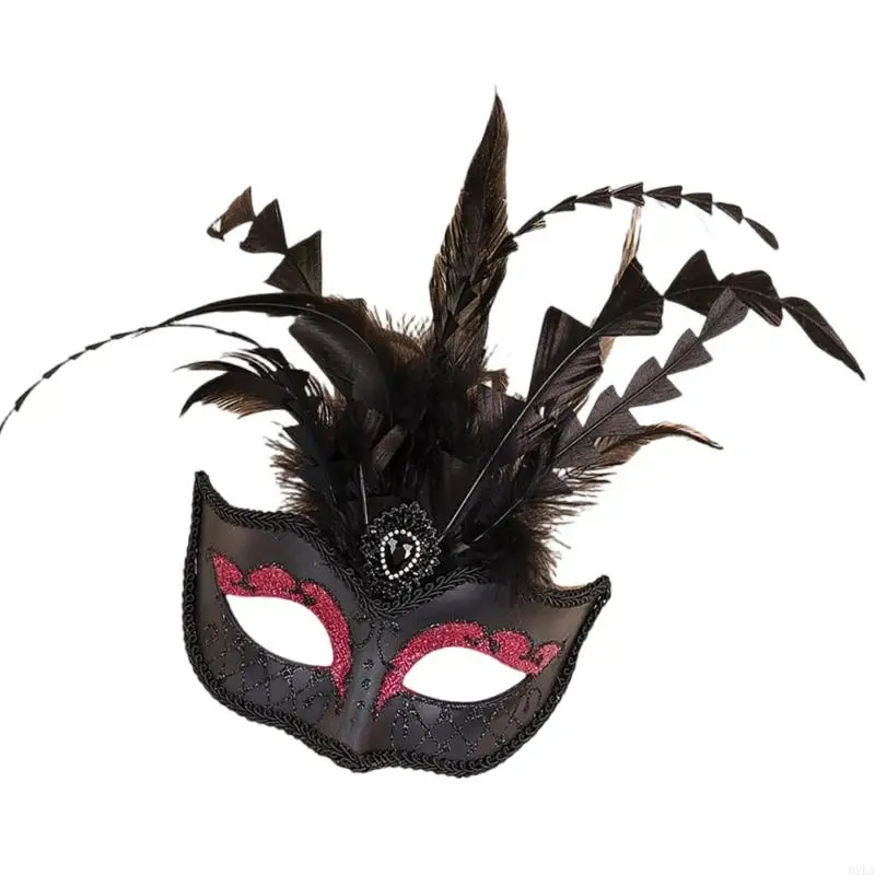 2025 Nieuwe dames veer Masquerades Mask Venetians Halloween Mardi Gras Costumes Mask Party Prom Mask Half Face Mask