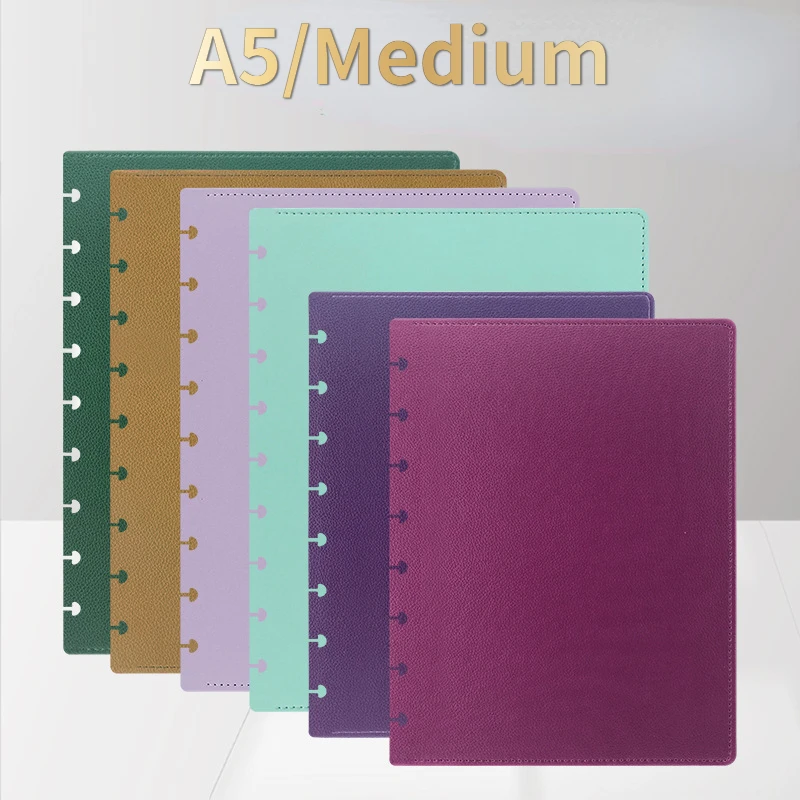 A5 Medium PU Leather Notebook Replaceable Spare Shell Mushroom Hole Cover Loose-leaf Binders Cover Notebooks and Journals