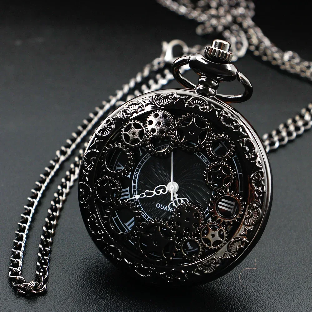 Orologio da tasca vintage in rame con apertura a scatto, collana con ciondolo al quarzo, elegante orologio stile Steampunk, regalo perfetto per uomini e donne