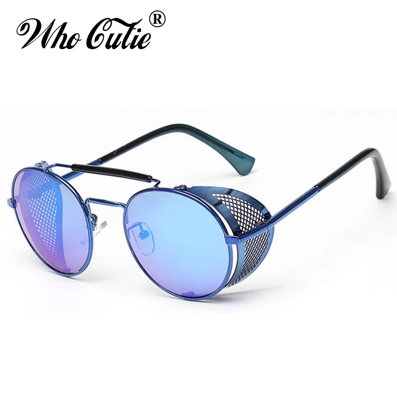 WHO CUTIE 2026 Round Steampunk Goggles Sunglasses Men Brand Designer Vintage Retro Circle Metal Iron Man Punk Sun Glasses OM143 view 5