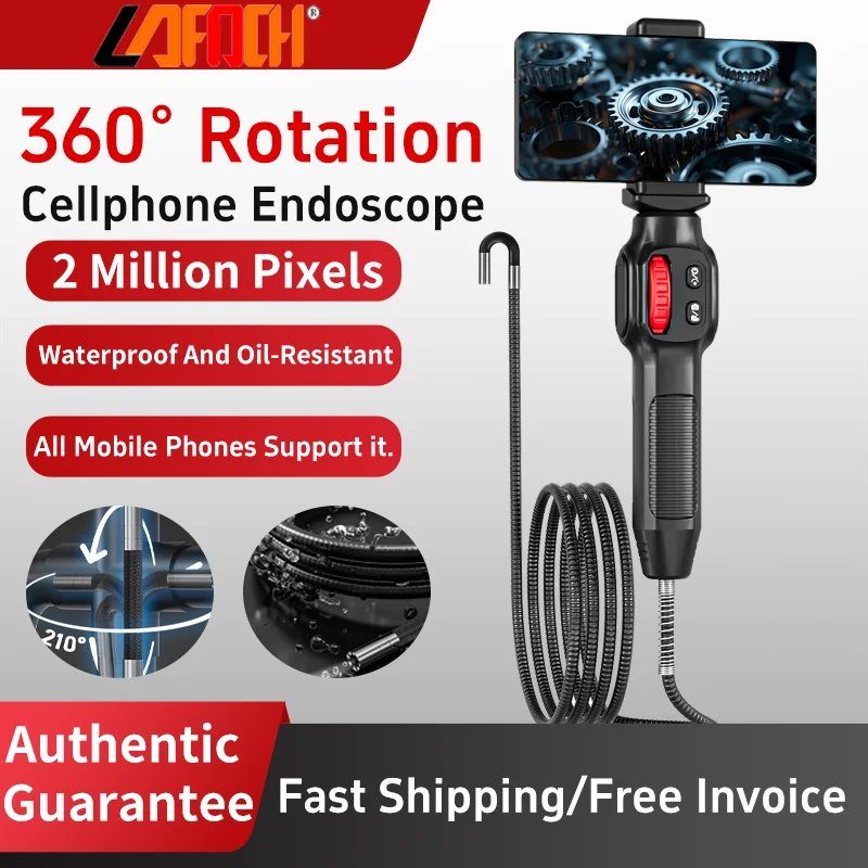 Articulated Boroscope Video Channel Endoscopic Inspection Endoscope Camera Head 3.9/6mm for Automotive Inspetions with 1-2m