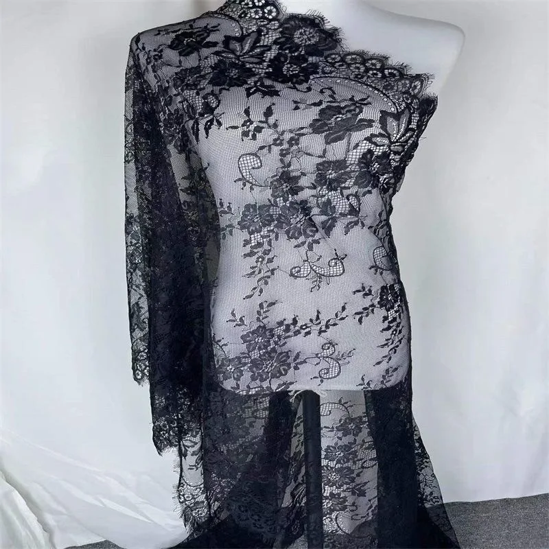 75CM Wide Net Eyelash Lace Fabric for Handmade Clothing and Wedding Dresses Exported at Ultra - Low 3 - Meter Price Promotion