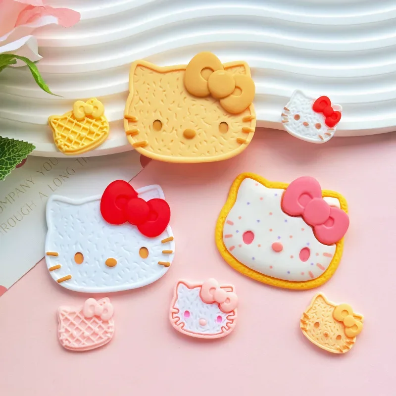 2/5pcs Cute Butter Hellokitty Biscuit Resin Flatback Charms for Diy Resin Crafts Materials Scrapbooking Embellisdment