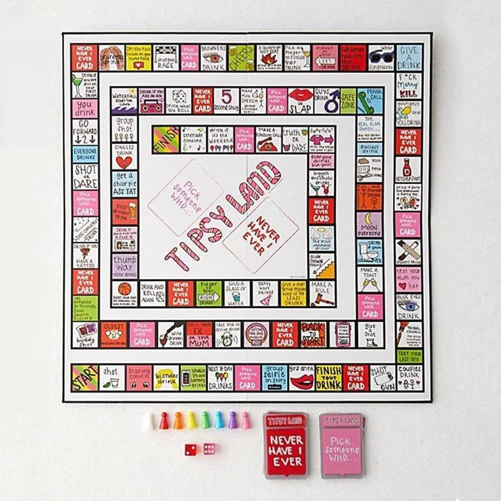 Tipsy Land Drinking Games Fun Drinking Board Game Interactive Board Games Bachelorette Party Games Fun Drinking for Any Occasion