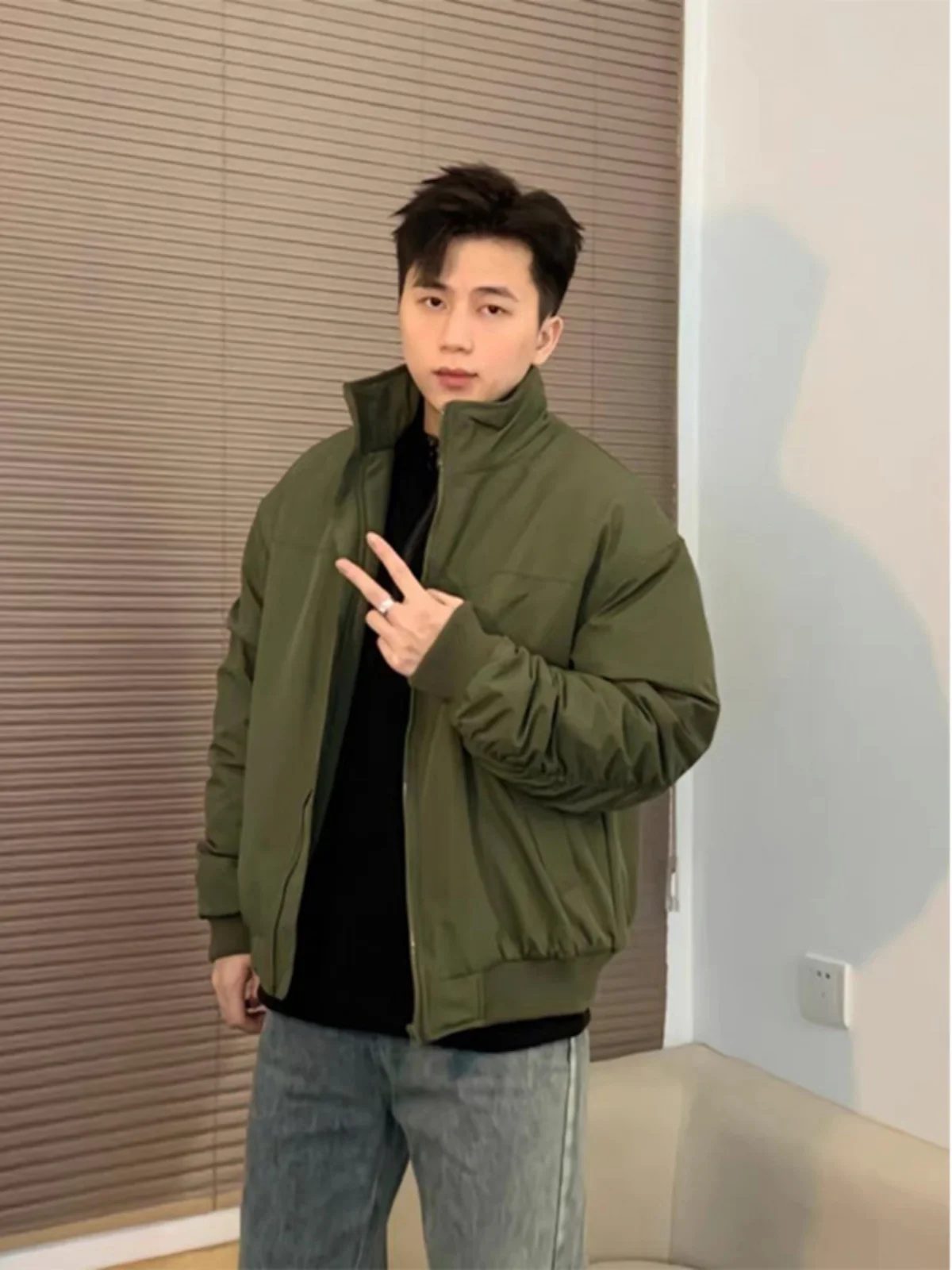 

Military een Flight Jaet Cotton Men's Winter American Sle Stand Collar Baseball Coat Lightweight Mature Cotton Jaet