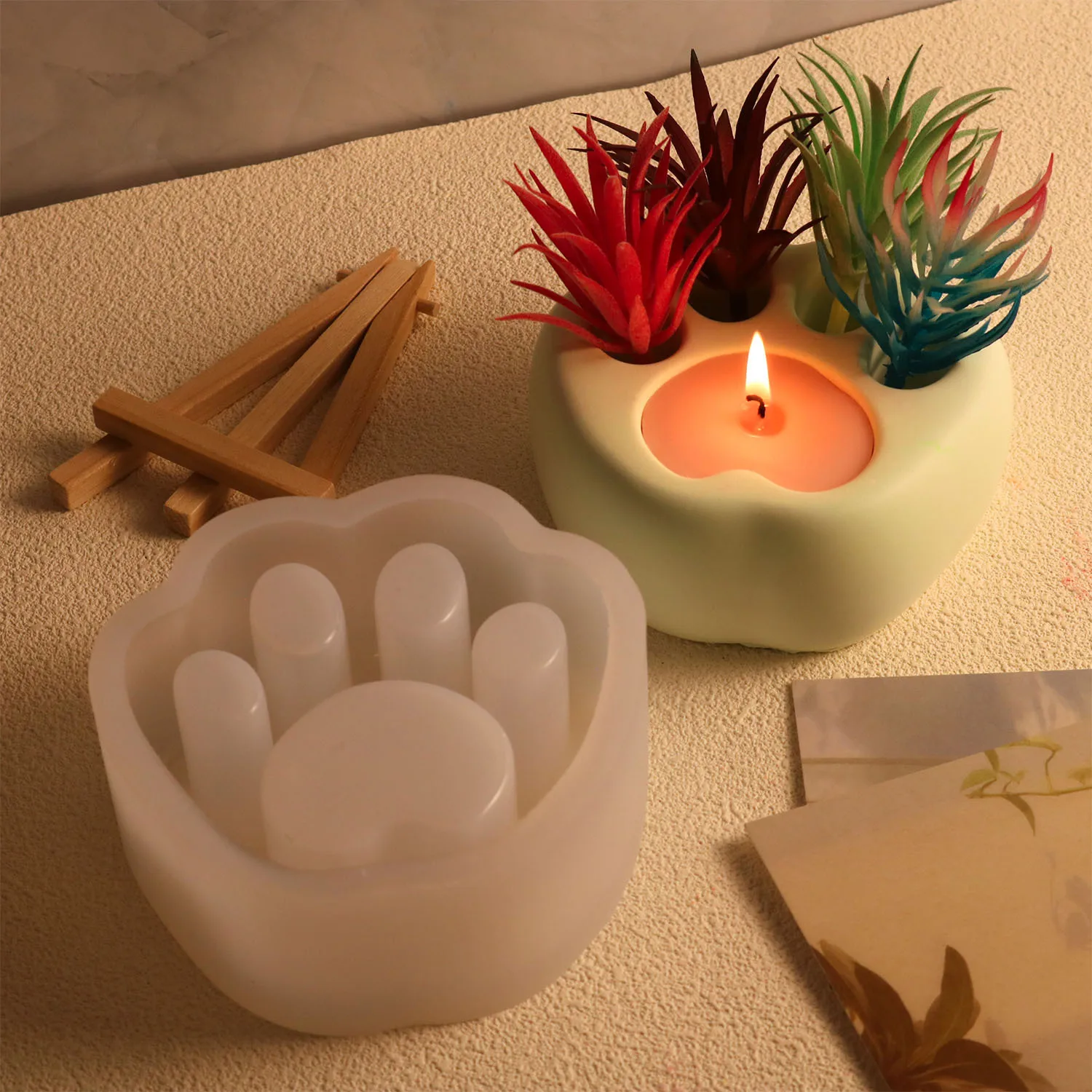 3D Cat Claw Potted Silicone Mold  Aroma Candle Wax Containers Cement Jar Vessel Molds Mini Flower Pots Candle Making Supplies