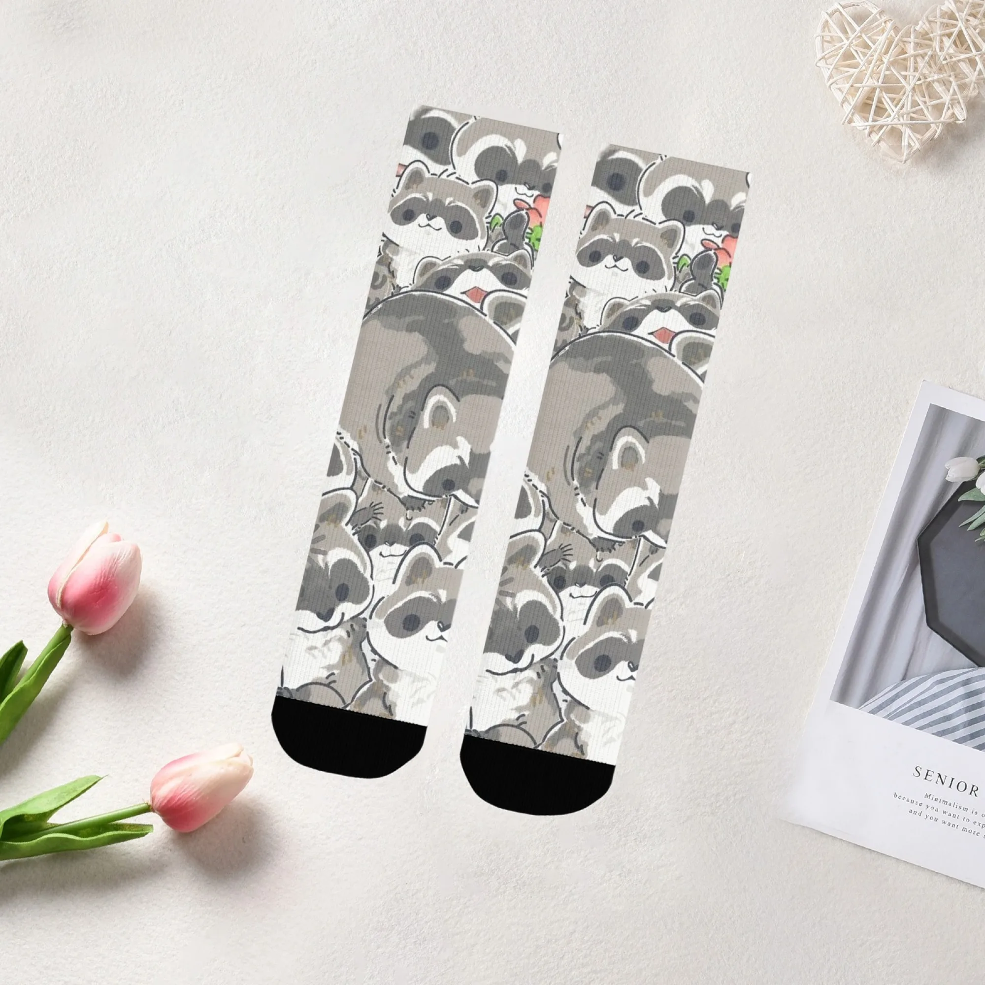 

Unisex Novelty Cute Cartoon Raccoon Crew Socks Soft Comfortable Anti-Slip Breathable Perfect for Daily Outdoor Leisure Gift