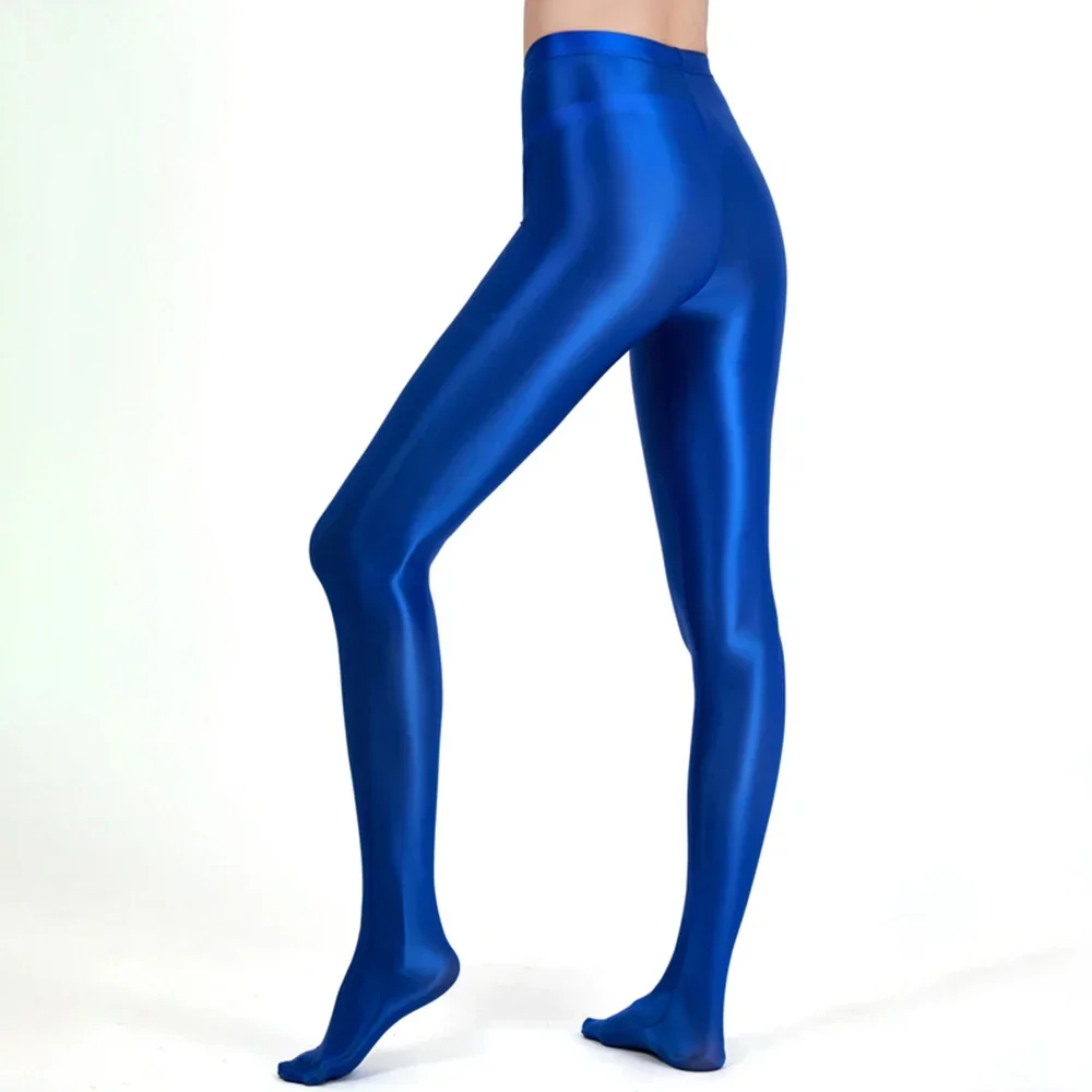 Frauen ölige glänzende seidige Leggings nahtlose Satin-Strumpfhose hohe Taille Strumpfhosen Glitzer-Körperstrümpfe Sportstrumpfhose Yoga lange Hose