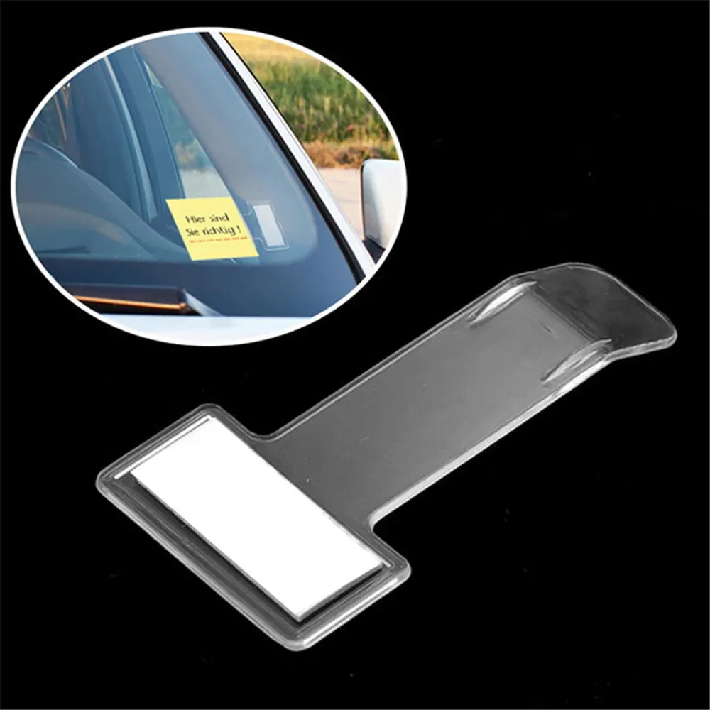 10pcs Car Parking Ticket Holders with Sticker on Windshield/Fridge Clear Plastic Clips Easy Storage Bills/Cards/Notes/Receipts