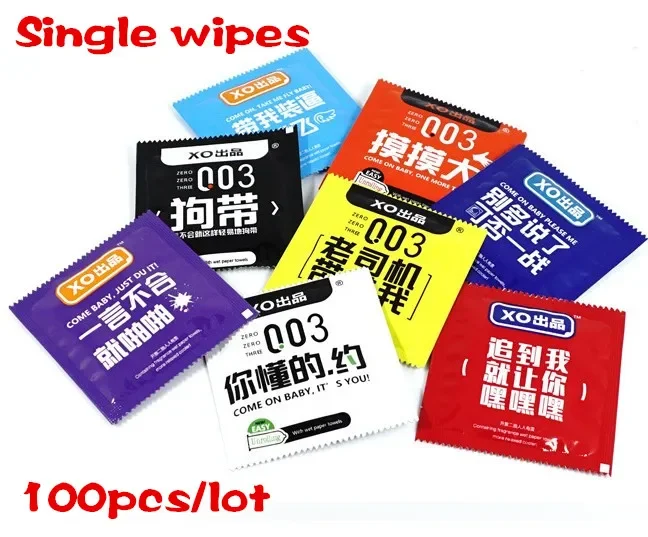 100 Piece/lot Customizable Printed Logo Advertisement Wipe Disposable Mini Small Package hand clean wet Wipes towel oem