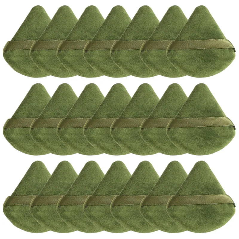 50 個抹茶色三角形ベルベットパウダーパフソフトルースパウダーパフ 7*6.8*1 センチメートルミニメイクスポンジ女性美容用品