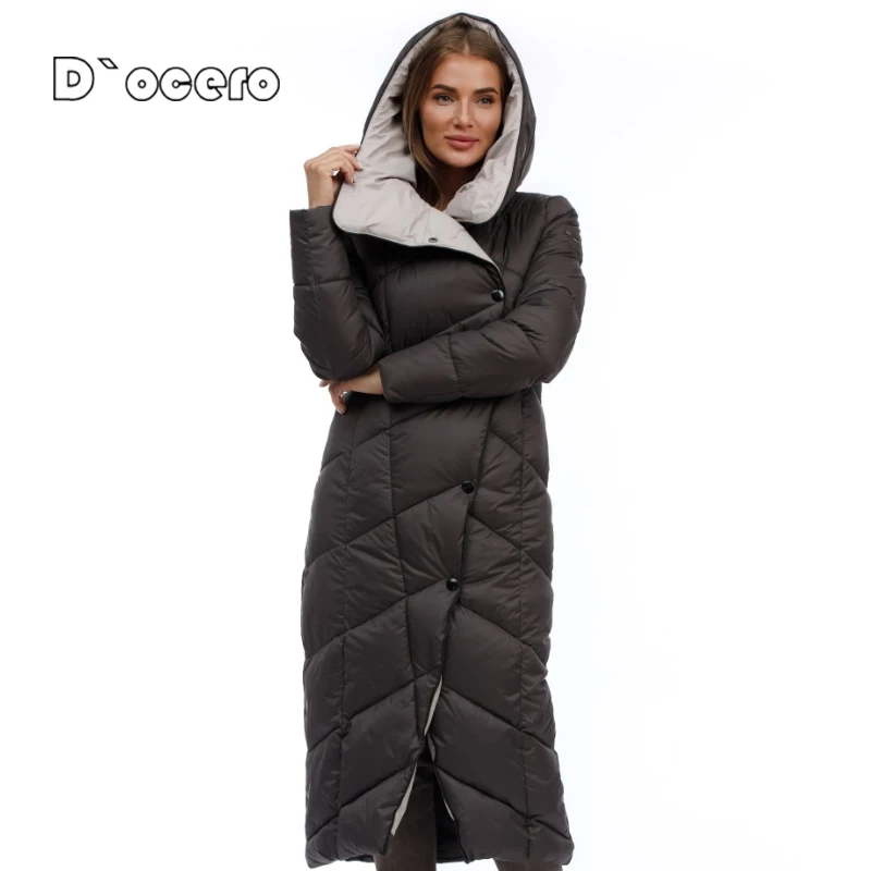 CPRASK 2023 Winter Down Jacket Women X-Long Fashion Warm Female Padded Quilted Coat Thick Cotton Overcoat Quality Winter Parkas