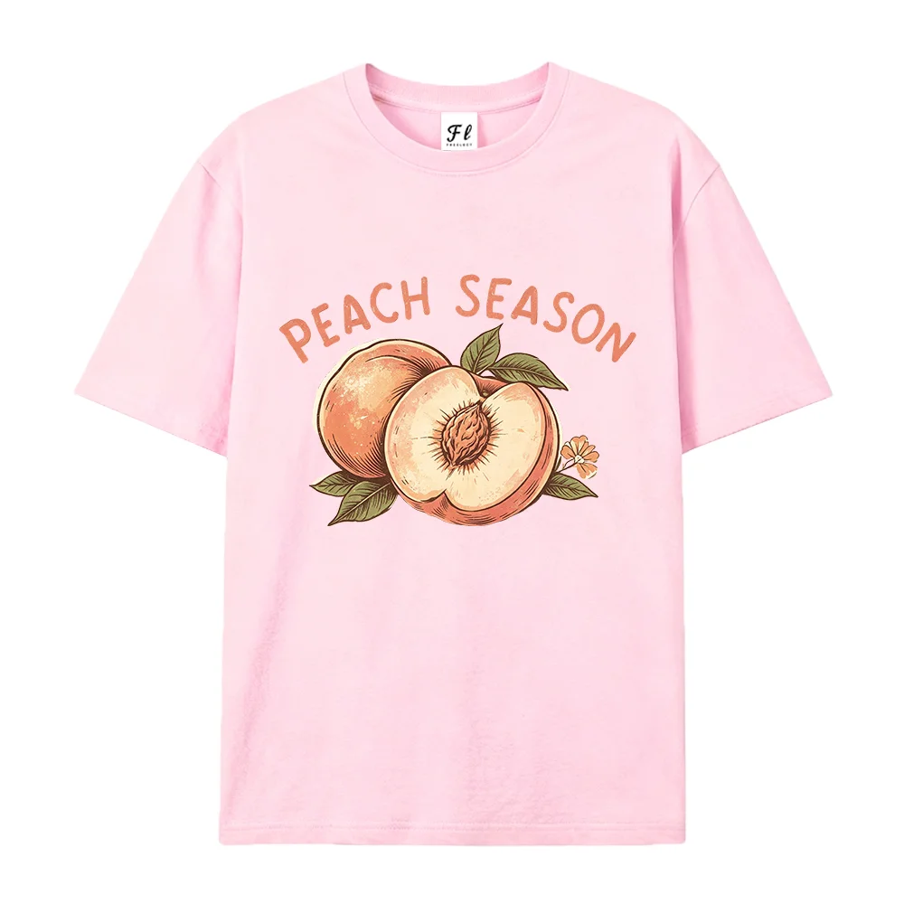 Peach Season Vintage Graphic Shirt Retro Peach Print Fuuny Fashion Cotton Trendy Casual Short Sleeve Tee Gift for Plant Lovers