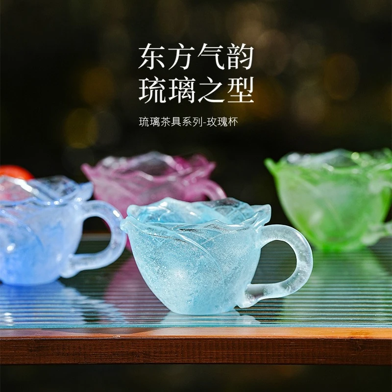 Glazed lost wax method Glazed cup Rose master Petal guest Flower mouth Flower shaped No boiling water