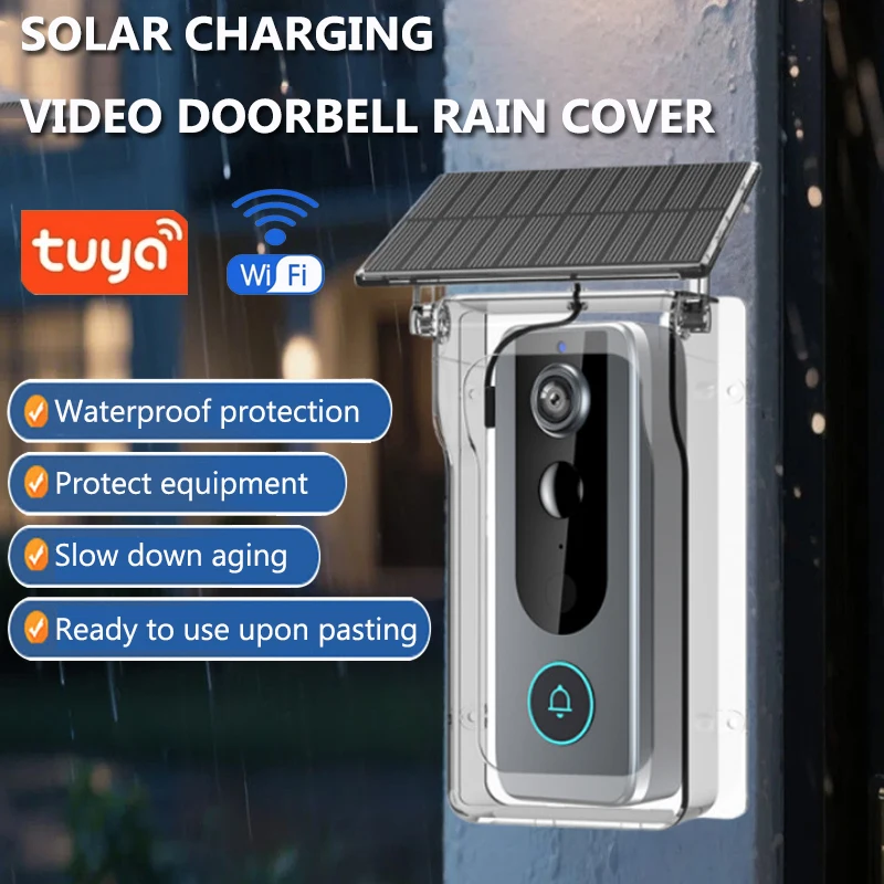Tuya Doorbell with Solar Rain Cover Camera Wifi Waterproof Wireless Home Intercom Video Eye Digital Door Peepholes Camera