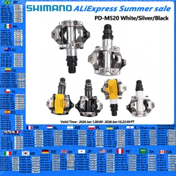 Shimano-Pedal Deore M6000 M520, PD-M520 de doble cara, SPD, negro y plateado, para bicicleta de montaña, 55mm