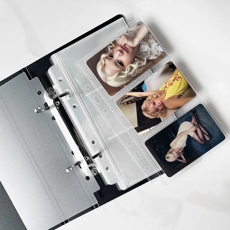 

Minimalist Solid Color 3-Grid Binder Horizontal 2-Ring K-Pop Idol Photo Album for Polaroid Card Collection Book Korean 포카 바인더