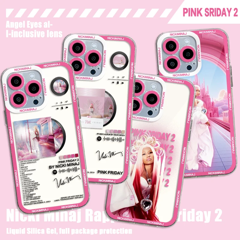 Nicki Minaj Rapper Pink Friday 2 Phone Case For iPhone 15 14 13 12 11 Mini Pro Max X XR XSMax 6S 6 7 8 Plus SE Transparent Cover