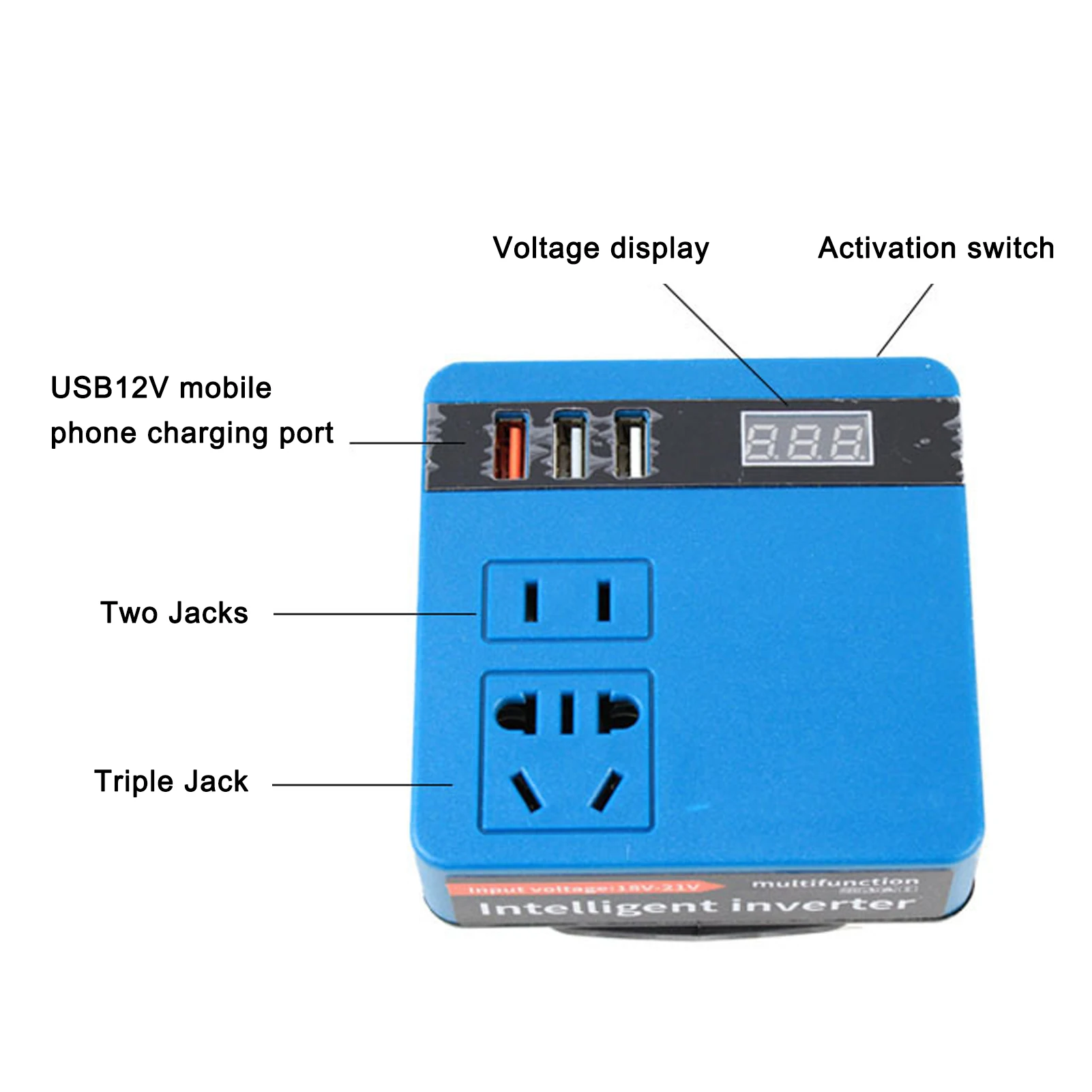 120W Lithium Battery Inverter 21V to 220VAC Dual-engine Multiple Protections Battery Inverter For DeWalt/Milwaukee/Makita/Dayi