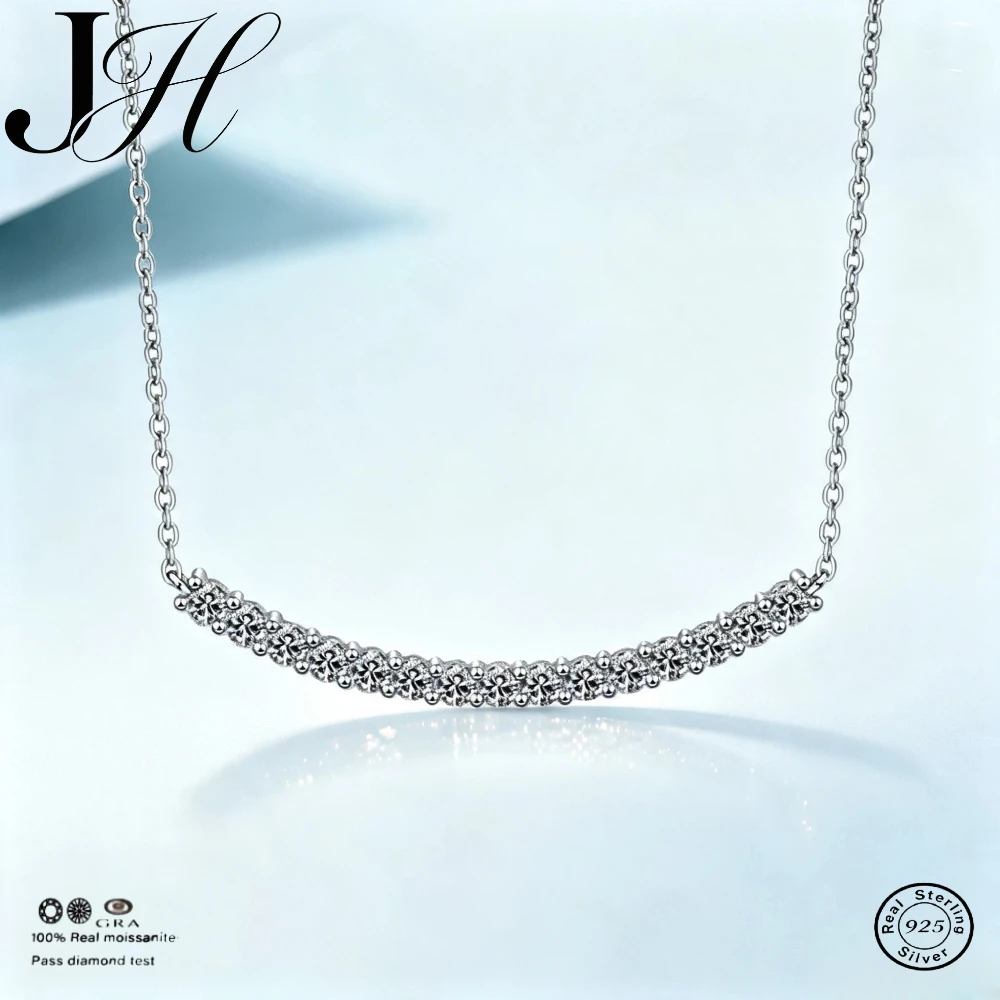 JOIAS HOME Silver 925 D Color Moissanite Gem Pendant Smiling Full Diamond Necklace Neckchain Valentine's Day Gift For Wife