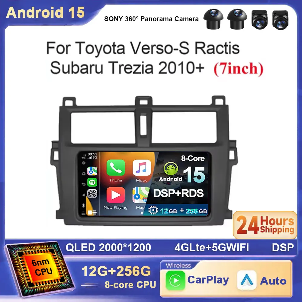 7 pulgadas para Toyota Verso-S Ractis Subaru Trezia Android 15 Radio de coche reproductor de vídeo Multimedia Auto Carplay navegación GPS 4G WIFI