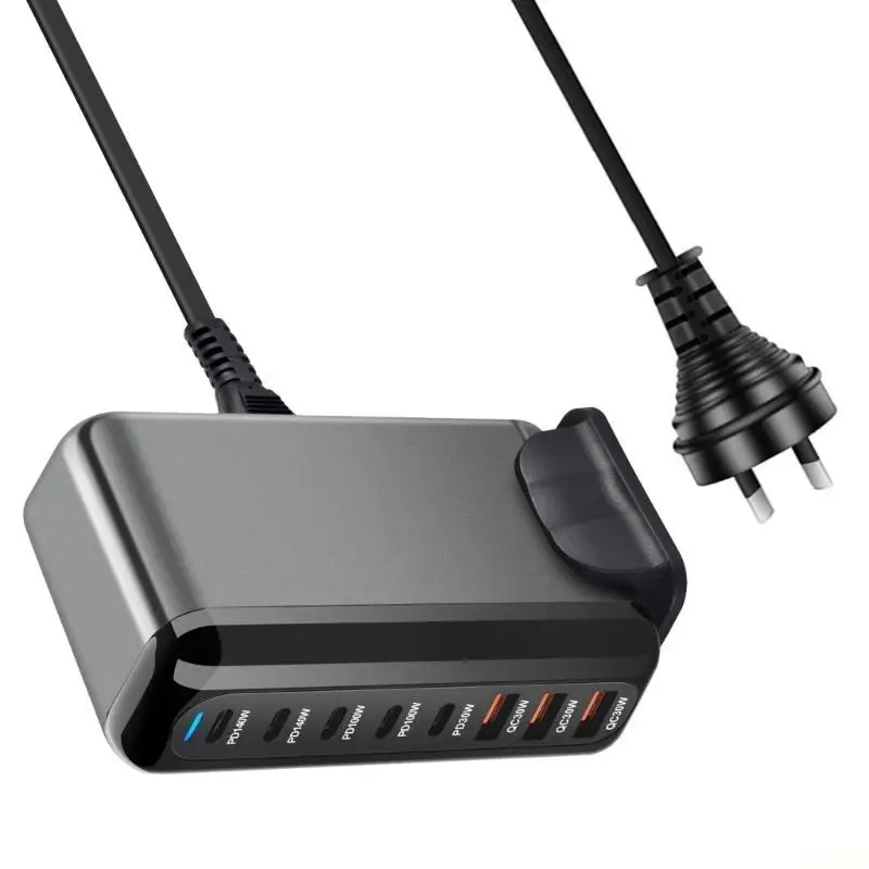 B03F 600W PD Fast Chargers 5 USB C 3 USB A 8 Port Quick Charging Cable for Phone Tablets
