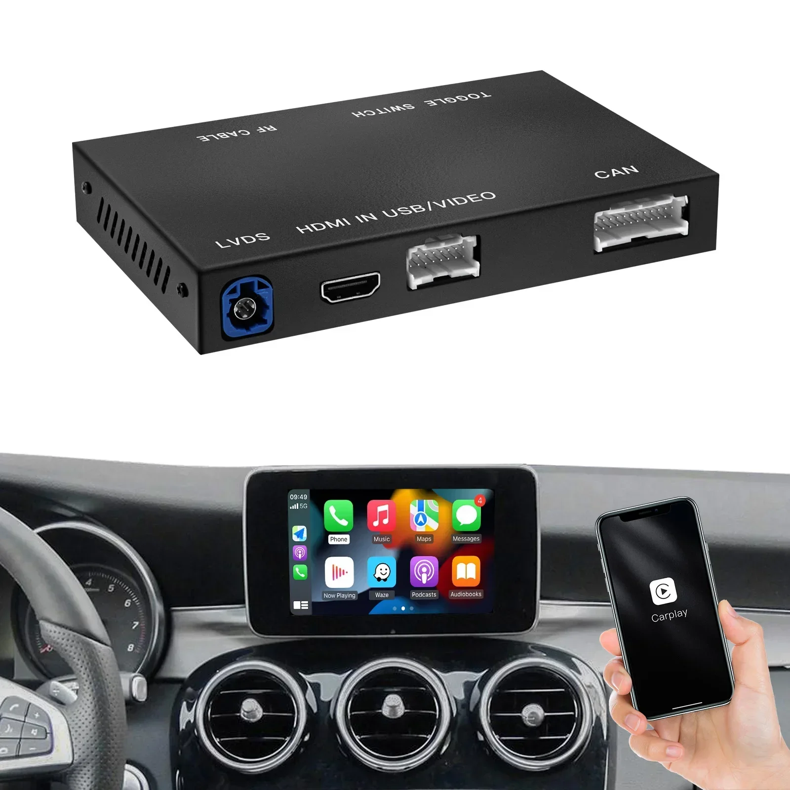 Autoabc para Mercedes Benz A B C E Cla Gla Glk Ml Ntg4.5 Benz Becker Carplay módulo Android Auto Mirror Link Airplay Car Play