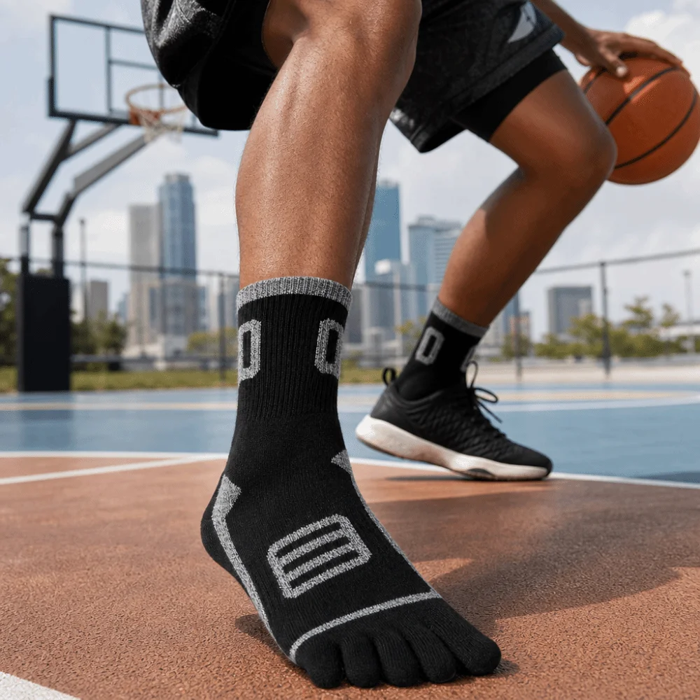 Professional Breathable Five Finger Socks Quick Dry Sweat-Absorbent Men Socks Mesh Anti-odor Split-toe Socks Running