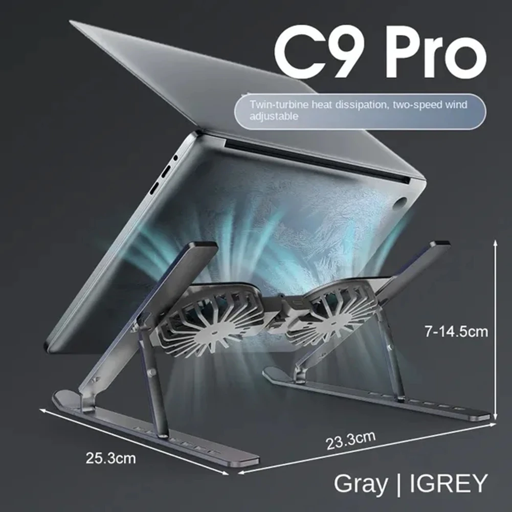 عملي-معدن سبائك الألومنيوم RGB LED ضوء 2 مروحة التبريد دفتر حامل الكمبيوتر المحمول قوس مكتب لدعم الهواء برو