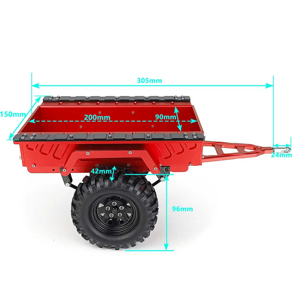 AXSPEED Metal Trailer with Wheels for 1/8 1/10 1/18 1/24 RC Crawler Car SCX10 90046 Axial SCX24 TRX4-M Upgrade Tools