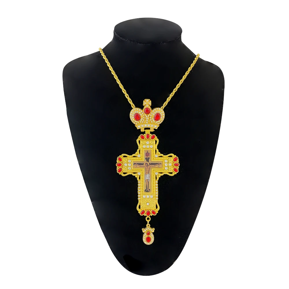 

New 2026 Orthodox Jesus Cross Pendant with Chain Zinc Alloy Religious Jewelry for Affordable Christian Necklace Box Gift